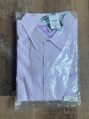 Born Fly Striped Long Sleeve Button-Down Shirt – Orchid/White (Size 4XL)